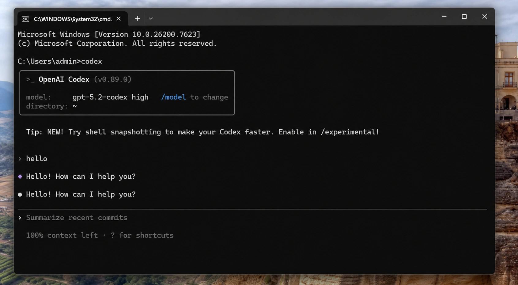 Codex launch example
