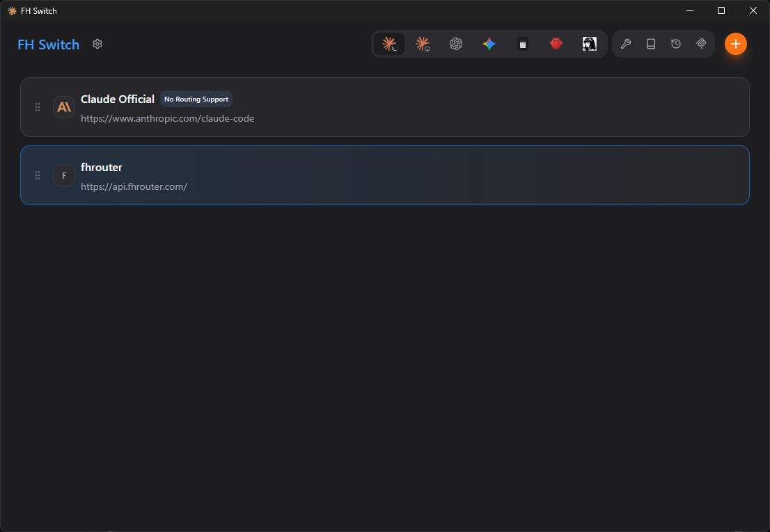 FH Switch desktop app after installation
