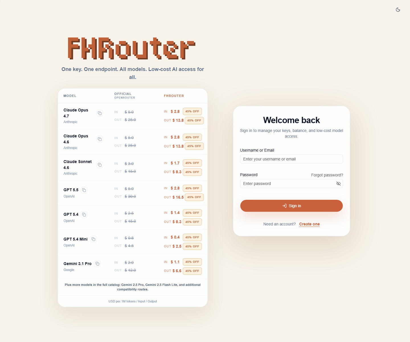 FHRouter sign-in page